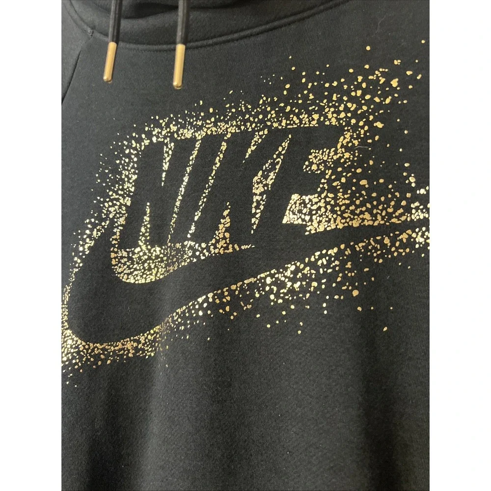 Nike AQ7107 010 Black Funnel‎ Neck Women's Size M Pullover Hoodie Sweatshirt